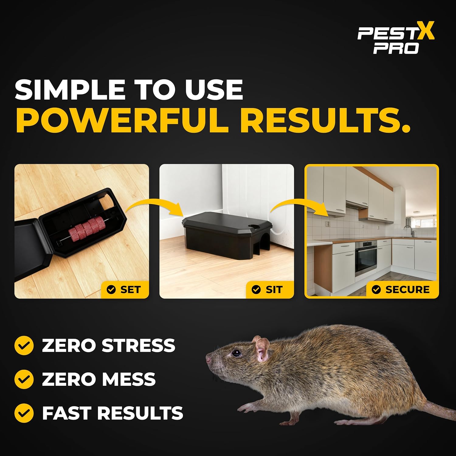 Empty Rat Bait Box & Poison Kit (1x Box + 3x Sachets)