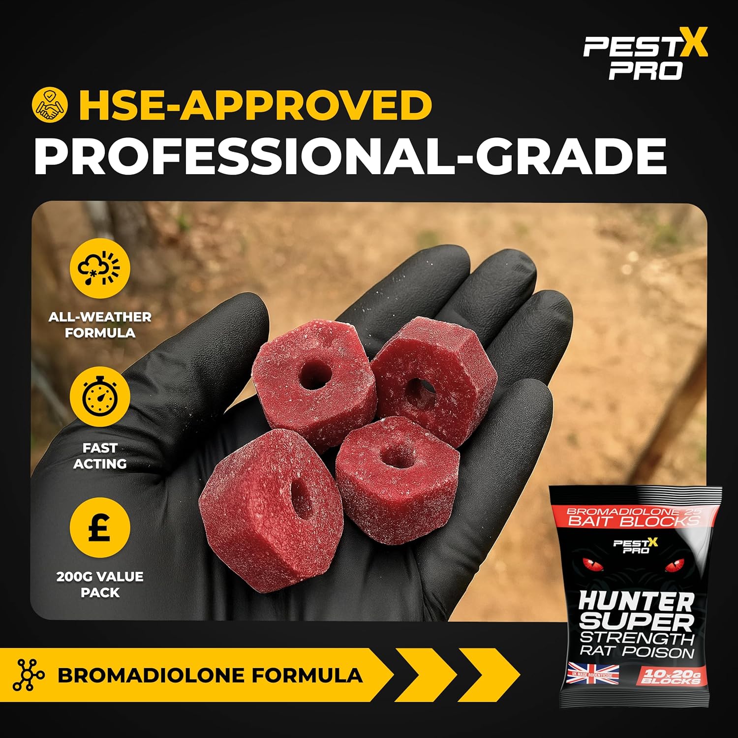 Hunter Rat Poisoning Super Strength (3 x 200g Sachets)