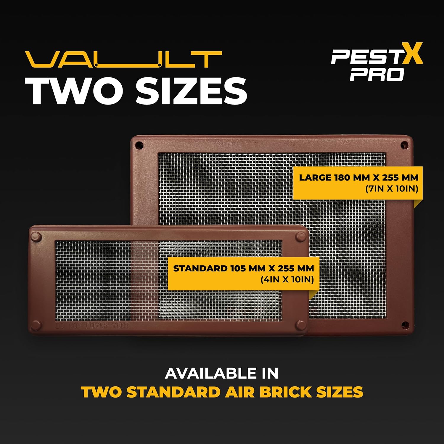 Vault Air Brick Covers 254mm x 180mm (2 Pack) - Brown