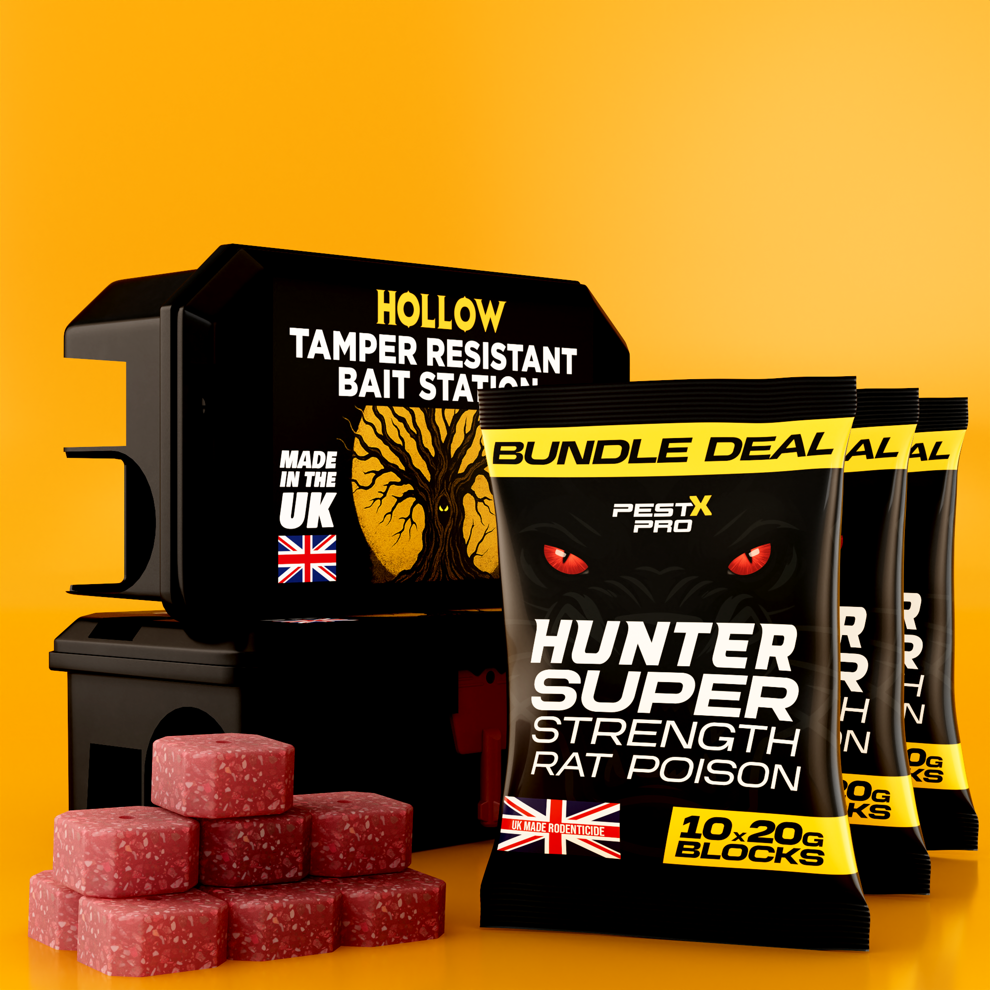 Empty Rat Bait Box & Poison Kit (1x Box + 3x Sachets)